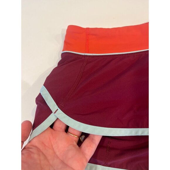 Lululemon Womens Swiftly Tech 2-In-1 Running Shorts Size 6 Red & Purple With Lig - Picture 2 of 6
